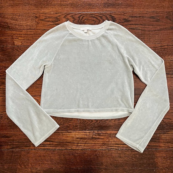 Don't Ask Why Sweaters - Don't Ask Why Cropped Fleece Sweater One Size OS Gray Raglan Sleeve Crop Top AEO